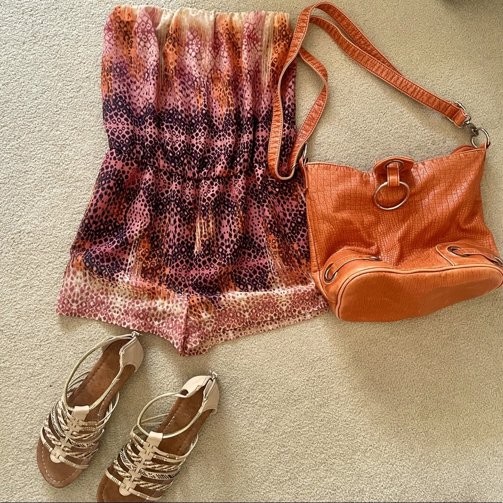 🌾 Snakeskin print strapless romper